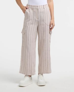 Ellen Tracy Linen Cargo Wide Leg Pant - Multicolor
