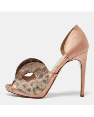 Nicholas Kirkwood Tricolor Textured Leather And Satin Sandals - Brown