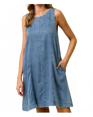 Doe And Rae Scoop Neck Flare Denim Mini Dress - Blue