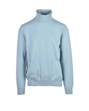 Alpha Studio Cashmere Turtleneck Sweater With High Neck Design - Blue