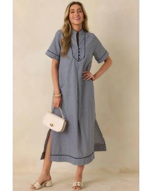 Entrousa Sleeveless Gingham Maxi Dress - White