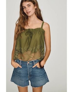 Mother Tomcat Kick Fray Denim Shorts - Blue