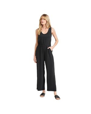 Splendid Alessandra Jumpsuit Silk Elastic Waist Ankle Jdm2323 - Black