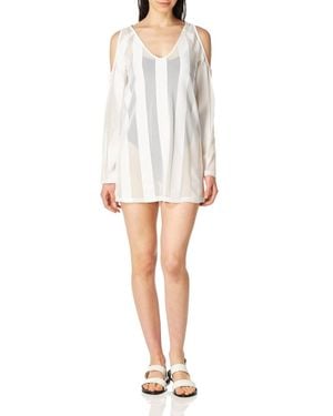 Kenneth Cole Solid Cover-Ups Cold Shoulder Dress - White
