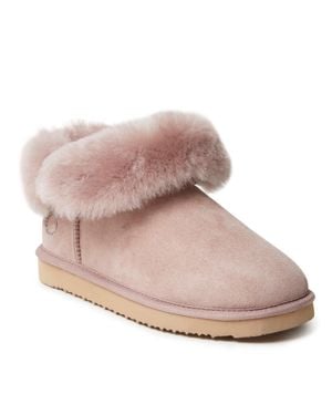 Dearfoams Fireside By Perth Genuine Shearling Foldover Boot - Brown