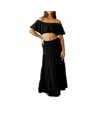 Blanco BY NATURE Flowy Long Drawstring Skirt - Black