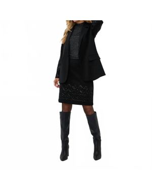 EsQualo Beate Sleeve Embellishments Blazer - Black