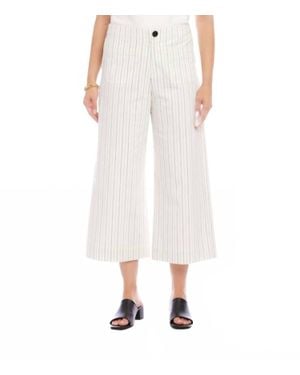 Karen Kane Stripe Cropped Wide-Leg Pants - White