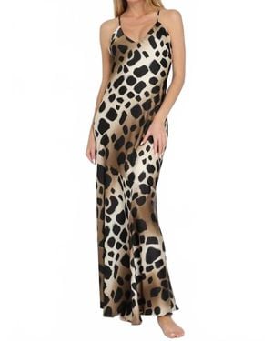 KLD Satin Printed Slip Maxi Dress - White
