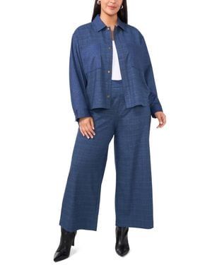 Vince Camuto Checkered Wide-Leg Pants - Blue