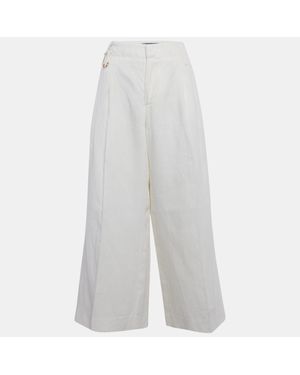 Jacquemus Off- Linen Wide-Leg Cropped Pants - White