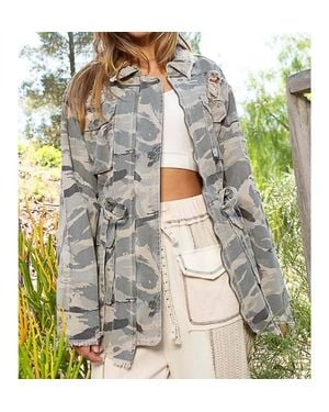 Pol Distressed Relaxed Fit Jacket - Gray