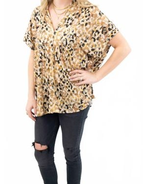 Adrienne V-Neck Shimmer Top - Natural