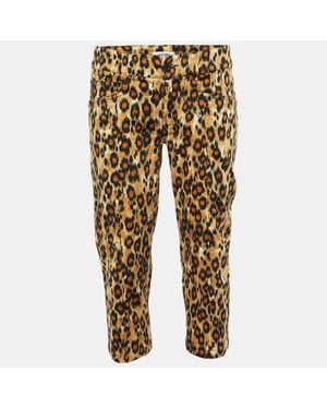 Moschino Jeans Animal Printed Cotton Capri Pants - Yellow