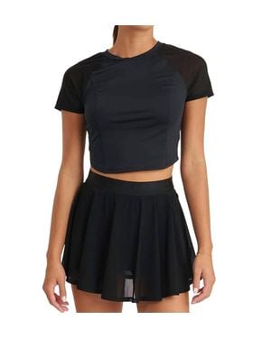 Thrive Societe Mesh Performance Cropped Tee - Black