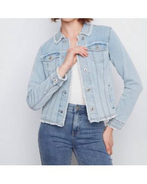 Charlie b Frayed Denim Jacket - Blue