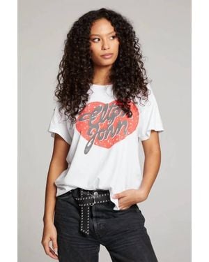 Chaser Brand Elton John Script Logo Heart Graphic Tee - White