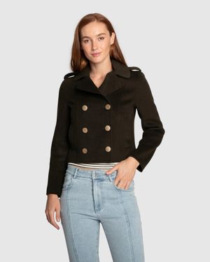 Belle & Bloom Love Me Now Wool Blend Military Style Coat - Black