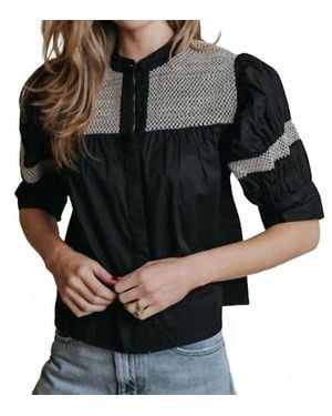 Laroque Sutton Smocked Blouse - Black