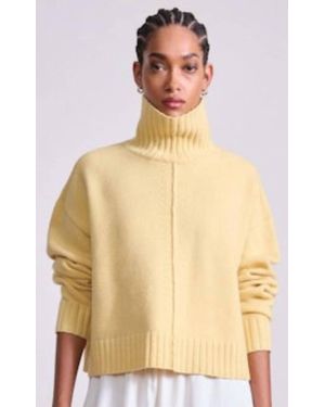 Apiece Apart Ari Cropped Turtleneck Top - Natural