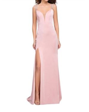 La Femme Sweetheart V Neckline Gown - Pink