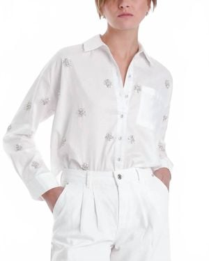 Karina Grimaldi Gisela Rhinestone Blouse - White