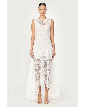 Costarellos Janica Guipure Lace Gown - White