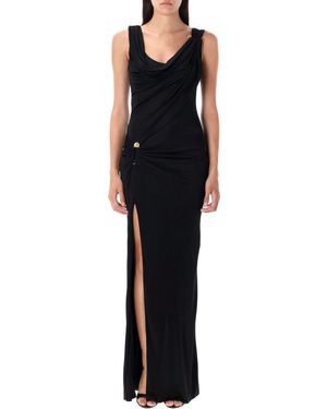 Versace Pin Draped Gown - Black