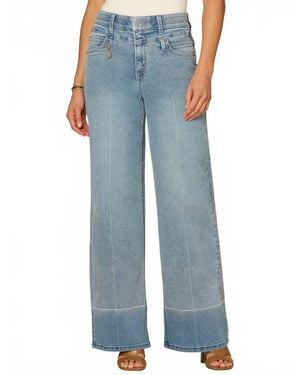 Democracy Skyrise Double V Yoke Wide Leg Jeans With Charm - Blue