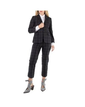 Thom Browne Ladies Charcoal Checked Single-Breasted Blazer - Black