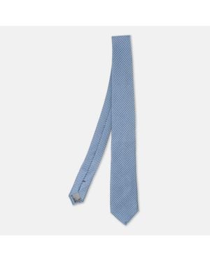 dunhill Light Silk Herringbone Stripe Woven Tie - Blue