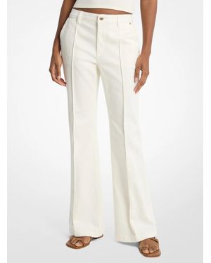 Michael Kors Outlet Pintuck Bootcut Stretch Denim Jeans - White