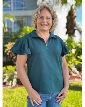 Southern Grace The Sydney Jewel Tone Quarter Zip Top - Blue