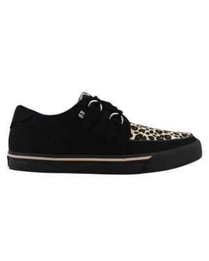 T.U.K. Pointed Creeper Leopard Canvas Platform Shoes - Black