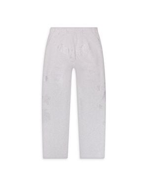 Sp5der Heather Rhinestone Beluga V2 Wide Leg Sweatpants - Gray