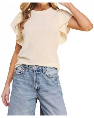 If She Loves Sparkly Ruffle Sleeve Irvin Blouse - Blue