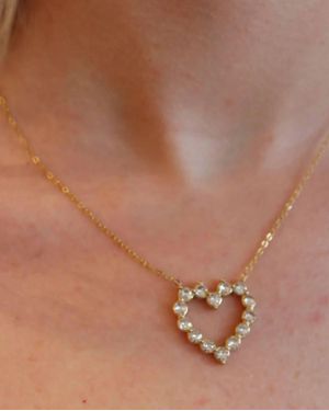 Chansuttpearls Large Diamond Heart Necklace - Brown