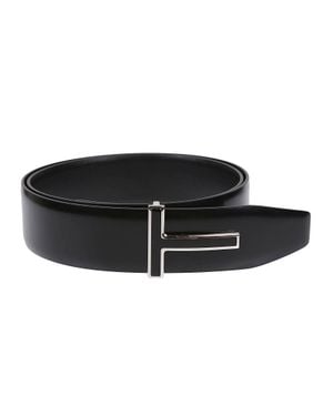 Tom Ford T Reversible Calf Leather Belt - Black