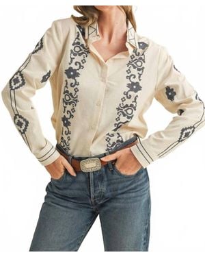 ..,merci Jolene Long Sleeve Button Down Top - Gray