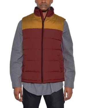 TRUEDAMES Padded Winter Two Tone Vest - Red