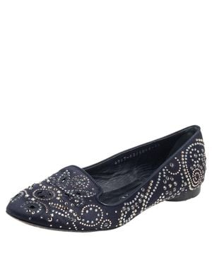 Gina Satin Studded Ballet Flats - Blue
