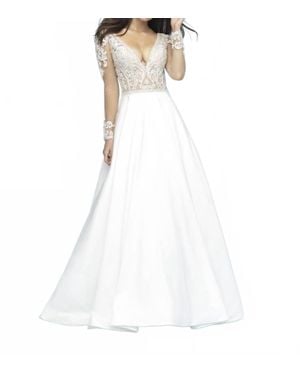 Allure Bridals Sleeved Wedding Dress - White