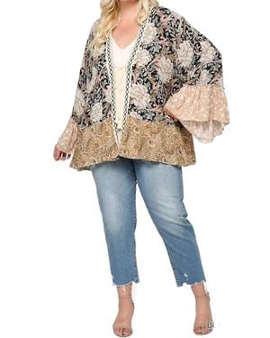 Gigio Floral And Paisley Print Mix Kimono - Blue