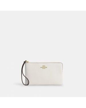 COACH Large Corner Zip Wristlet - White