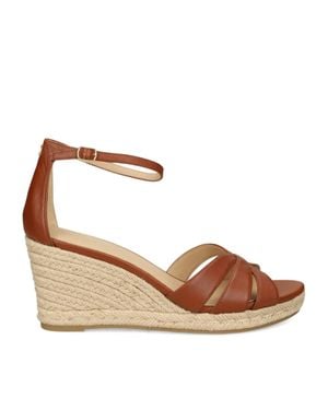 Ralph Lauren Nellie Leather Crisscross Wedge Espadrilles - Brown