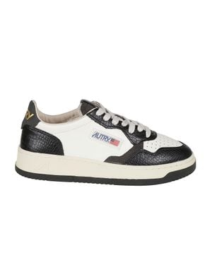 Autry Medalist Low Crocodile-Embossed Cow Leather Sneakers - White
