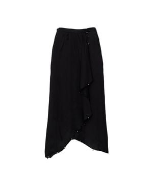 Isabel Marant Beaded Satin Jewel Accent Wrap Midi Skirt - Black