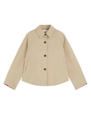 Tommy Hilfiger Boxy Silhouette Short Jacket With Classic Collar - Natural