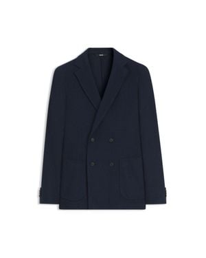 BOSS Double-Breasted Slim-Fit Blazer - Blue
