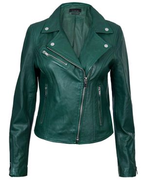 Infinity Leather Classic Leather Brando Biker Jacket-Loughton - Green